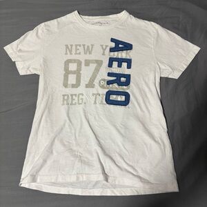 Aeropostale White and Blue Graphic Tee